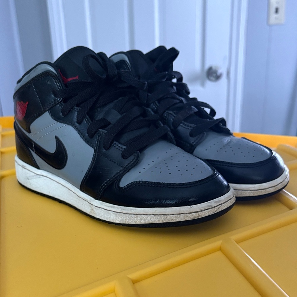 Jordan Black and Gray Sneakers with Red Accents